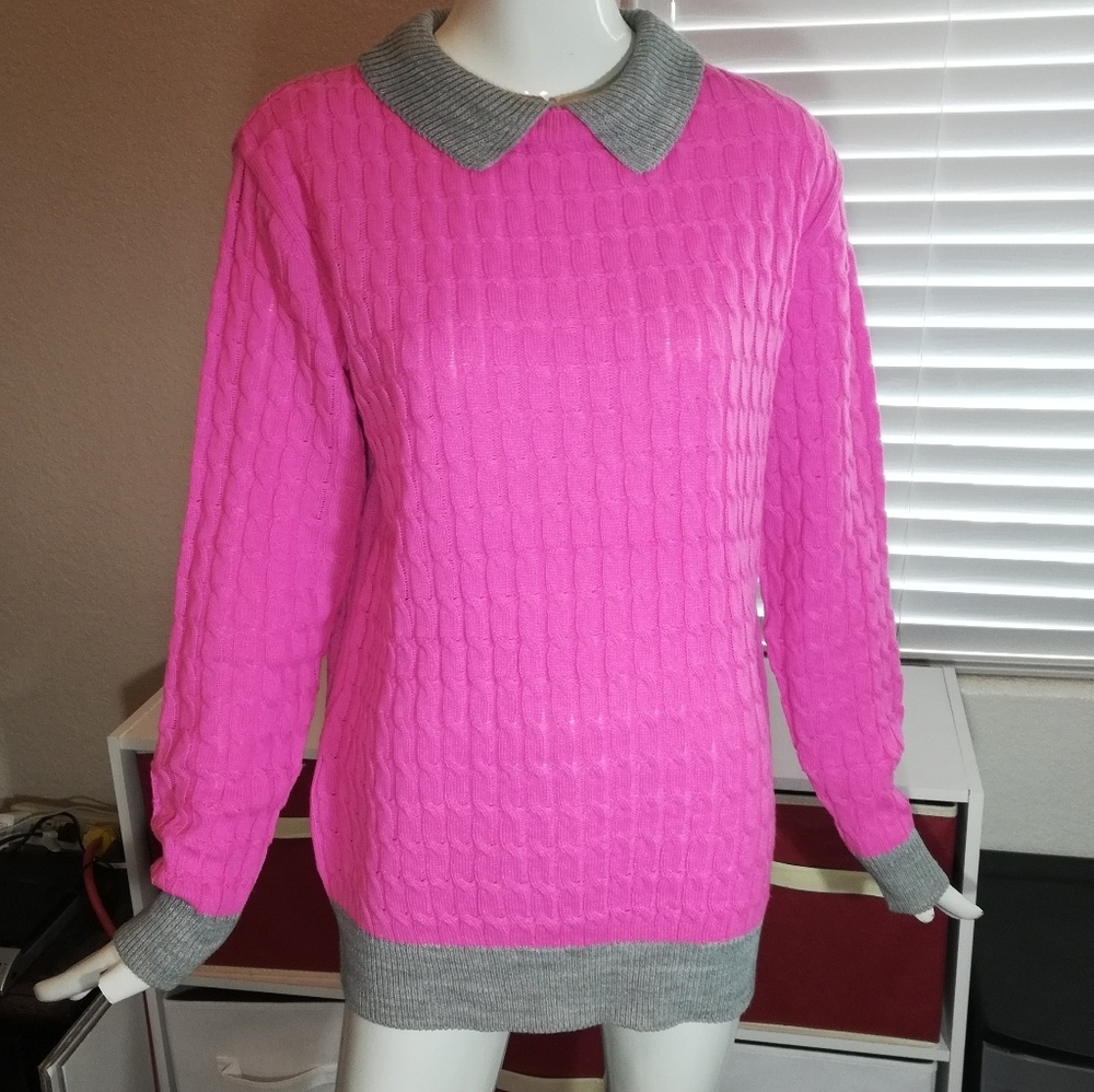 Pink & gray knit sweater NEW